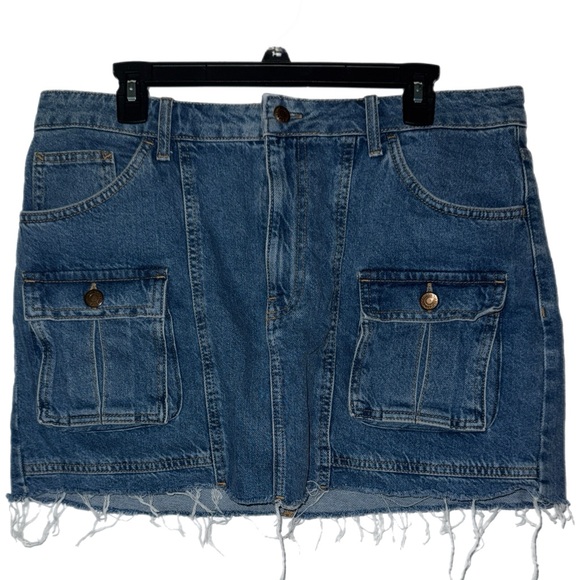TOPSHOP - Denim Mini Skirt with Pockets - Size 10 - Picture 2 of 7